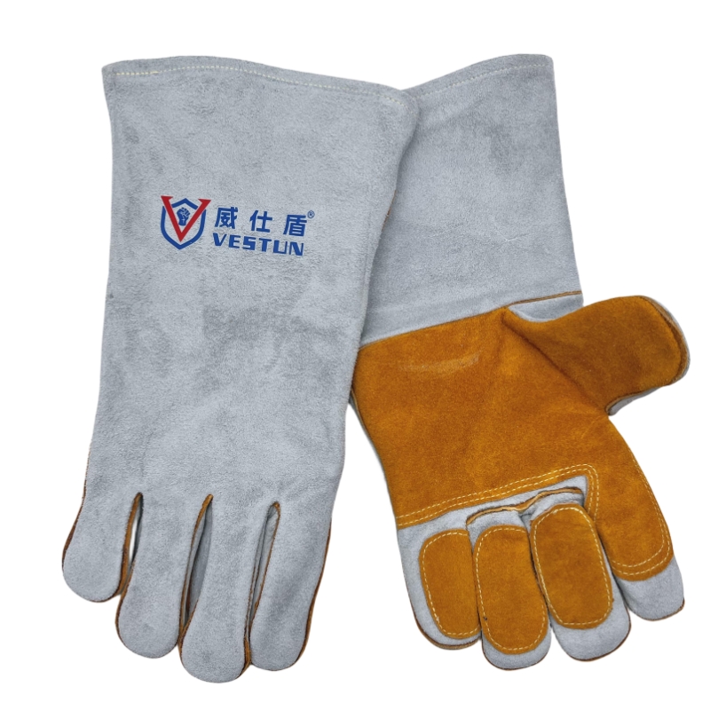 G-2024A級本色加托膠水填縫三層電焊手套 35cm
